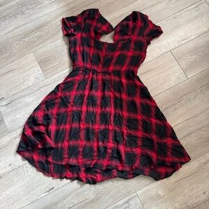 Disturbia plaid square neck dress